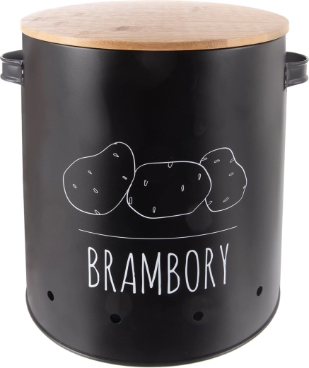 Bote de hojalata para patatas con tapa de bambú Black