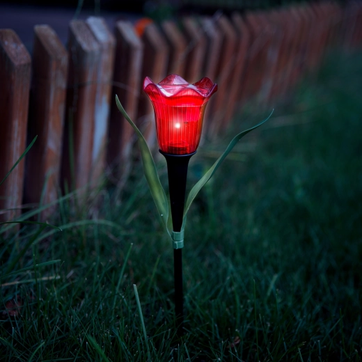 Lámpara solar LED con forma de tulipán - 1 unidad