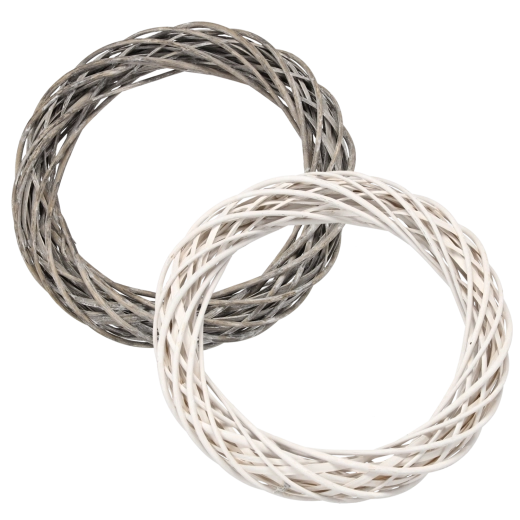 Corona de mimbre trenzado de 40 cm en color blanco o gris