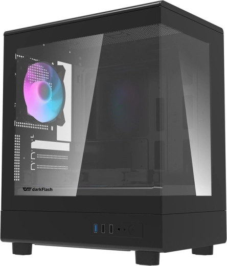 Caja de PC Darkflash DB330M mini tower con vidrio templado, negra