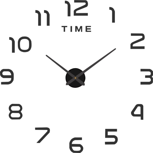 Reloj de pared DIY 3D Ruhhy negro autoadhesivo 60–130 cm silencioso