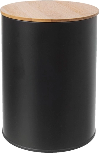 Bote de cocina de hojalata con tapa de bambú 13 cm negro