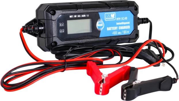 Cargador inteligente de baterías de automóvil con LCD 6V/12V, 1A/4A, para WET, GEL y AGM