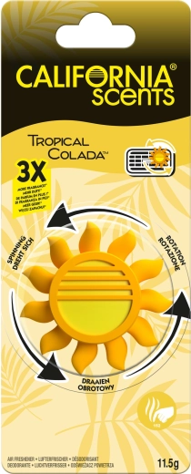 Ambientador para coche con fragancia Tropical Colada CALIFORNIA SCENTS Sun Spinner
