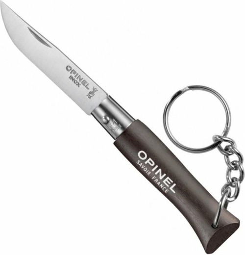 Opinel N°04 llavero para llaves – cuchillo de bolsillo 5 cm, negro, madera de haya