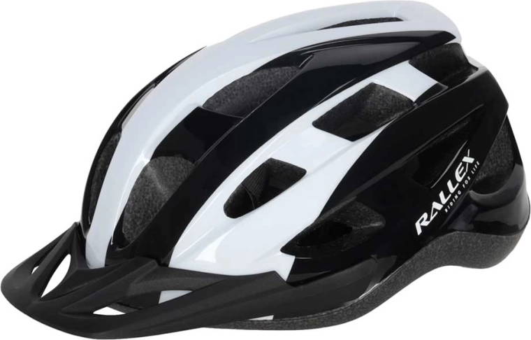 Casco de ciclismo Rallex, para mujer y hombre, ajustable, negro‑blanco, talla M (54–58 cm)