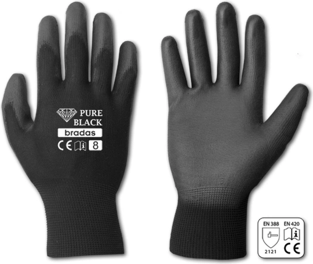 Guantes protectores Pure Black PU, talla 11 (XXL)