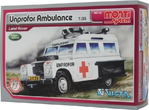 Kit de construcción Monti System UNPROFOR Ambulancia Land Rover 1:35
