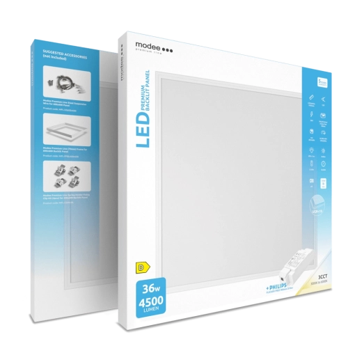 Panel LED Modee Premium Line con retroiluminación 60 × 60 cm 36 W 3CCT con controlador