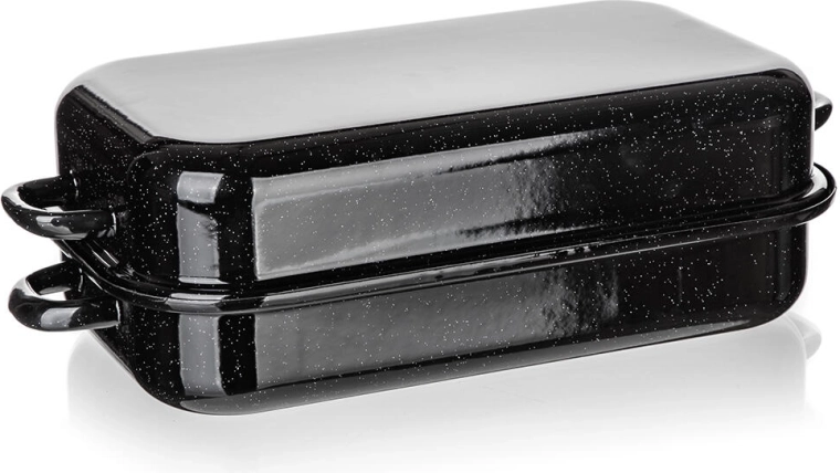 Culinaria Black asadera esmaltada de dos piezas 35 × 20 cm