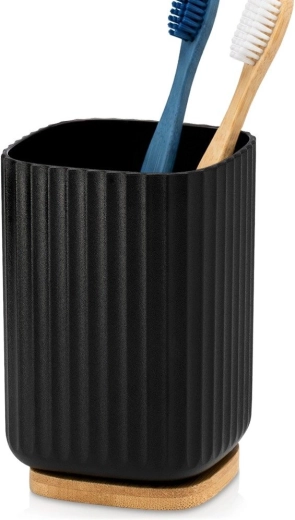 Vaso de baño Vilde para cepillos de dientes negro 7,5 x 11 cm - 1 pieza