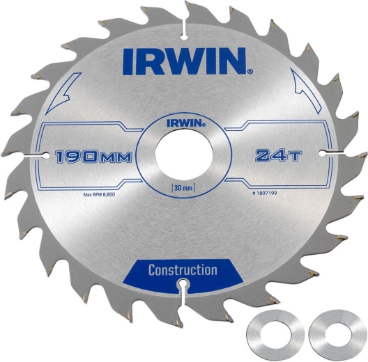 Disco de sierra IRWIN 190 mm, 24 dientes, corte fino para madera