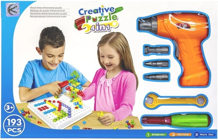 Puzzle de construcción con juego de herramientas – 193 piezas