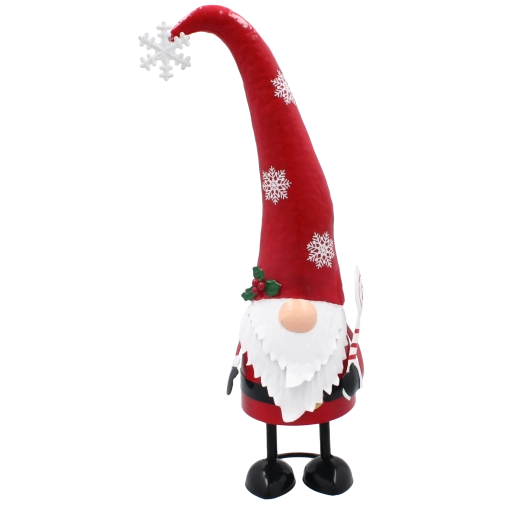 Duende navideño metálico con gorro largo