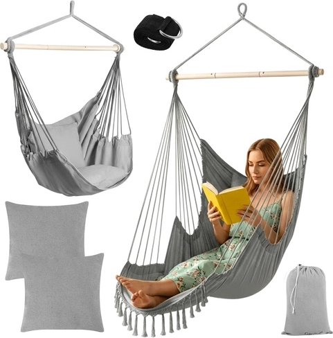 Silla colgante mecedora 2 en 1 con cojines, gris GARDLOV