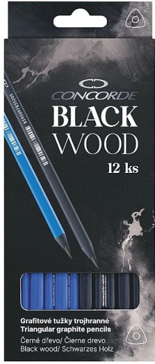 Lápices de grafito CONCORDE Black Wood HB, triangulares, 12 uds.