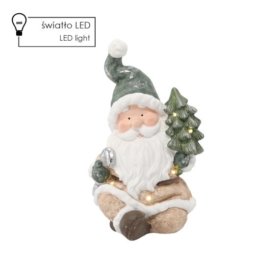 Figura navideña – Santa con árbol de Navidad, LED 24 × 23 × 38 cm