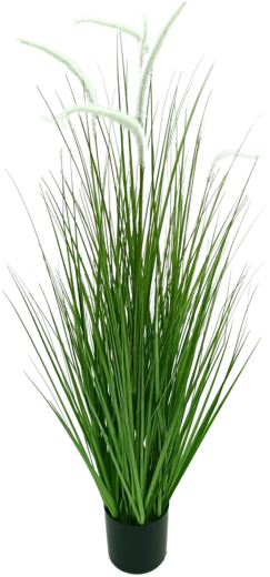 Hierba ornamental artificial pennisetum en maceta blanca de 120 cm