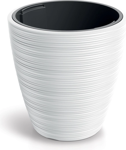 Maceta Vena Round 35 cm blanca con inserto interior