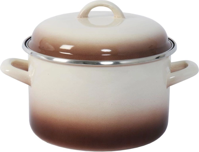 Olla con tapa 22 cm, 5 l Capuccino esmaltada