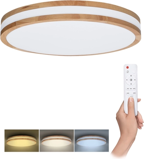 Solight luminaria LED de techo/pared Woody con mando a distancia 60 W, 50 cm, regulable y con cambio de temperatura de color