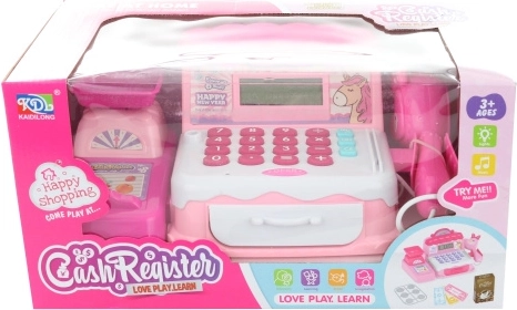 Caja registradora infantil con unicornio – caja registradora electrónica rosa a pilas