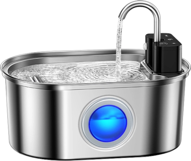 fuente de agua inalámbrica de acero inoxidable para perros y gatos 3,2 l ROJECO