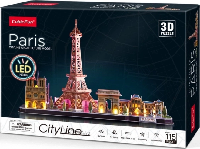 Rompecabezas 3D luminoso CityLine panorama de París 115 piezas