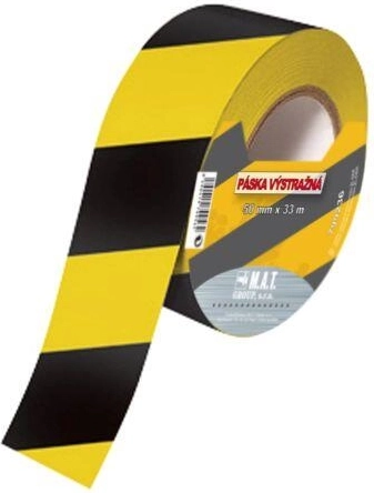 Cinta de advertencia amarillo‑negra 75 mm × 500 m