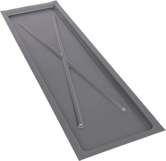 Bandeja de goteo estrecha Metpol plateada 75 × 22,5 cm para escurreplatos de dos niveles 80 cm