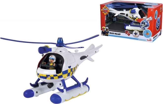 Helicóptero policial BOMBERO SAM con figuras y efectos de luz