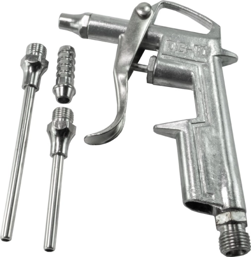 Pistola neumática de soplado con boquillas intercambiables de 16, 50 y 80 mm