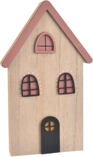 Casita decorativa de madera rosa 12 × 2 × 20 cm