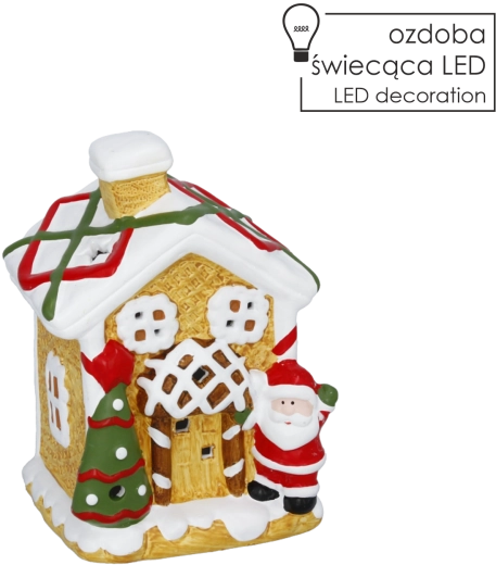 Figura navideña de casita de jengibre con iluminación LED