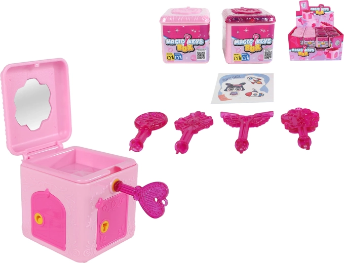 Cajita sorpresa con llave 5 × 6 × 5,5 cm – mix de motivos y colores, paquete de 24 uds.