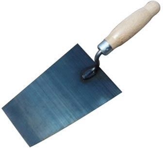 Paleta de albañil 180 × 130 mm, acero con mango de madera, negra