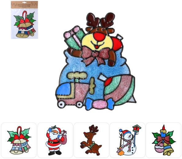 Pegatinas navideñas para ventanas 18 × 25 cm – set de 12 uds., 6 motivos