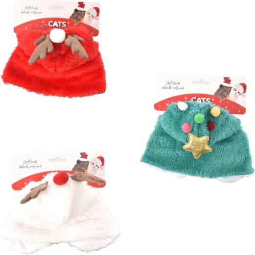 Disfraz navideño para gato de poliéster (mix de 3 diseños)
