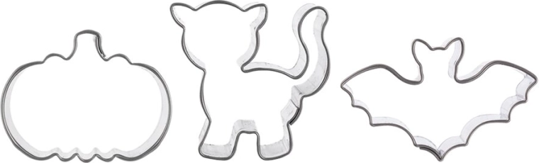 Cortadores mini de Halloween de acero inoxidable, set de 3 uds