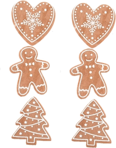 Adorno de fieltro galleta de jengibre marrón 5 cm, 6 uds