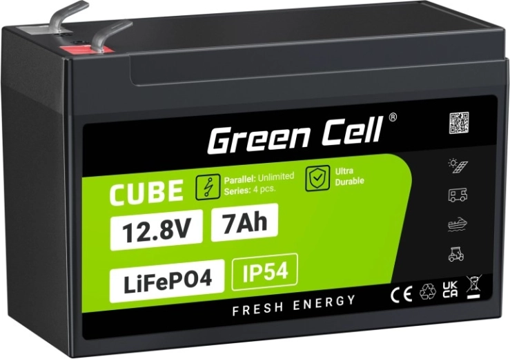 Batería Green Cell CUBE LiFePO4 12,8 V 7 Ah 89,6 Wh