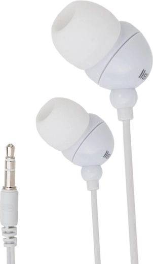 Auriculares blancos con cable y conector jack de 3,5 mm