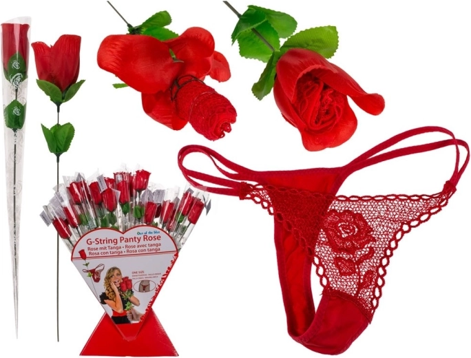 Rosa roja de regalo con tangas de encaje S–M
