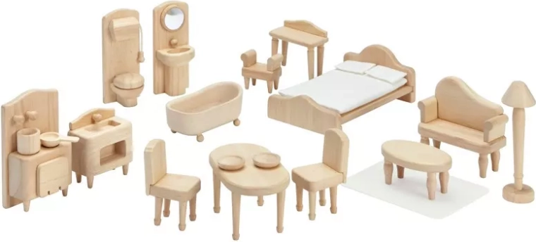 Set victoriano de muebles para casa de muñecas PlanToys