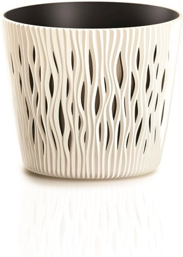 Maceta Sandy Round con inserto 22,5 cm color crema