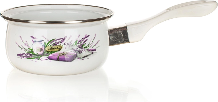 Cazo esmaltado Lavender 14 cm con mango largo 0,65 l