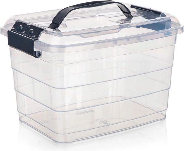 Caja de almacenamiento VILARD 8,5 l con tapa y asa, transparente