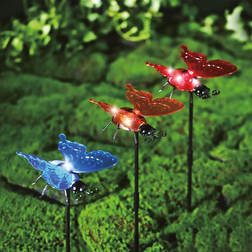 Luz LED solar con forma de mariposa para jardín - 1 unidad