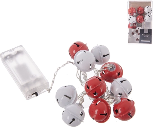 Guirnalda luminosa LED de campanillas rojas 10 LED 120 cm
