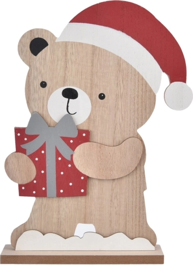 Decoración navideña de madera oso beige 26 cm